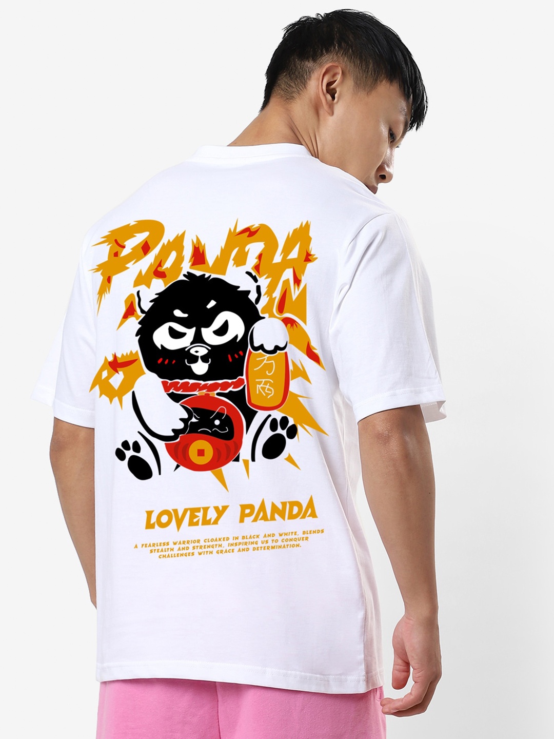 

STATUS MANTRA Graphic Printed Pure Cotton Oversized T-shirt, White