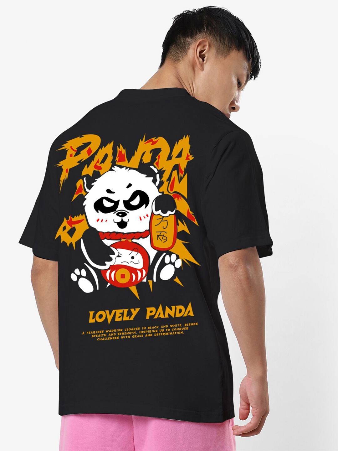 

STATUS MANTRA Humour & Comic Kung Fu Panda Printed Pure cotton T-shirt, Black