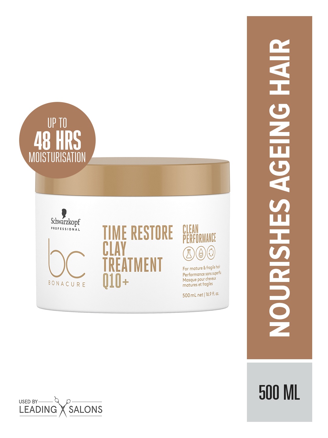 

Schwarzkopf PROFESSIONAL Bonacure Time Restore Clay Hair Mask with Q10+ - 500ml, Brown