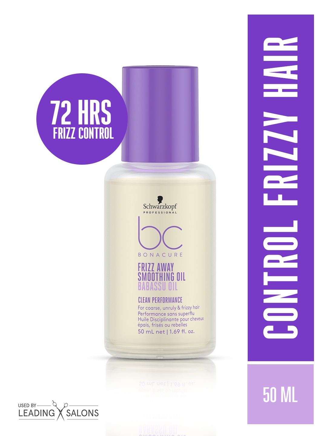 

Schwarzkopf PROFESSIONAL Bonacure Frizz Away Smoothing Oil with Babassu Oil - 50ml, Purple