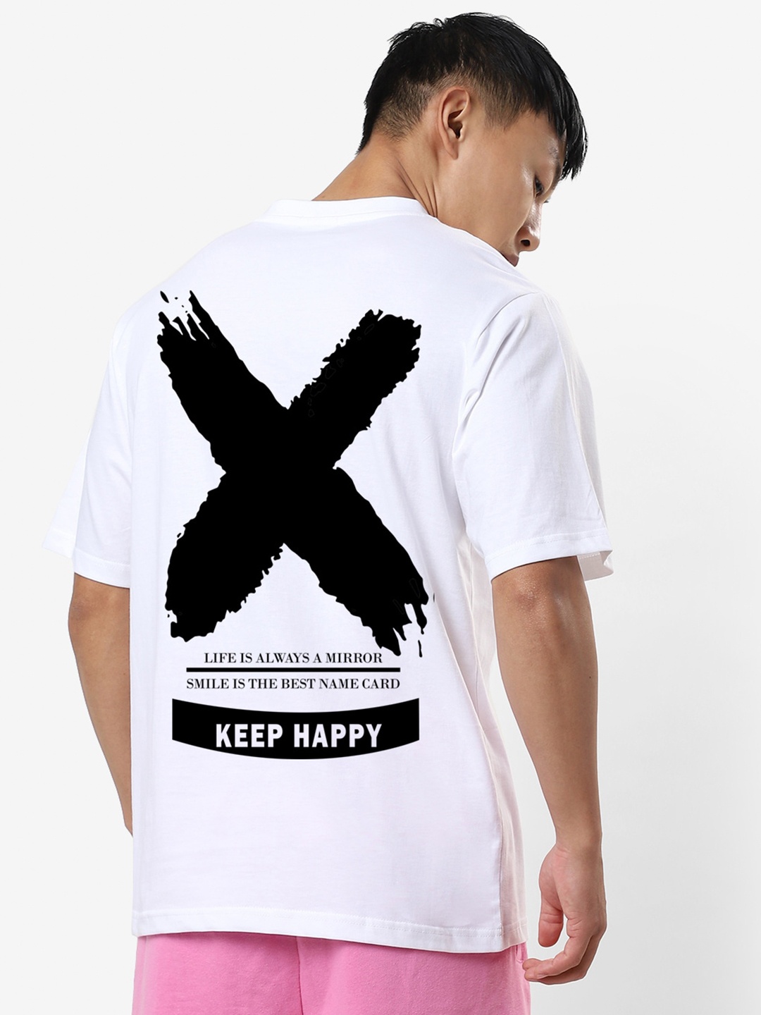

STATUS MANTRA Graphic Printed Oversized Pure Cotton T-shirt, White