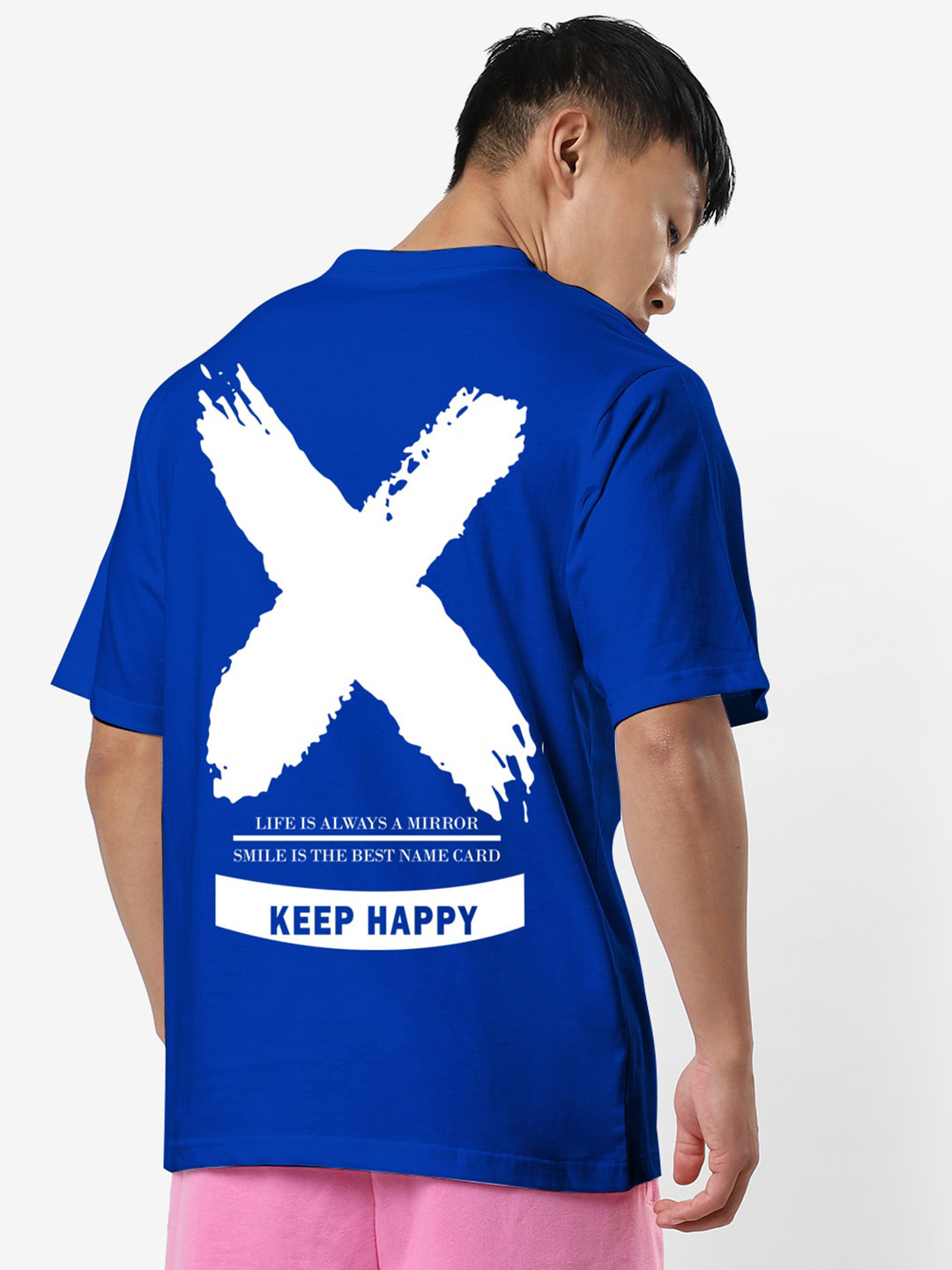 

STATUS MANTRA Graphic Printed Oversized Pure Cotton T-shirt, Blue