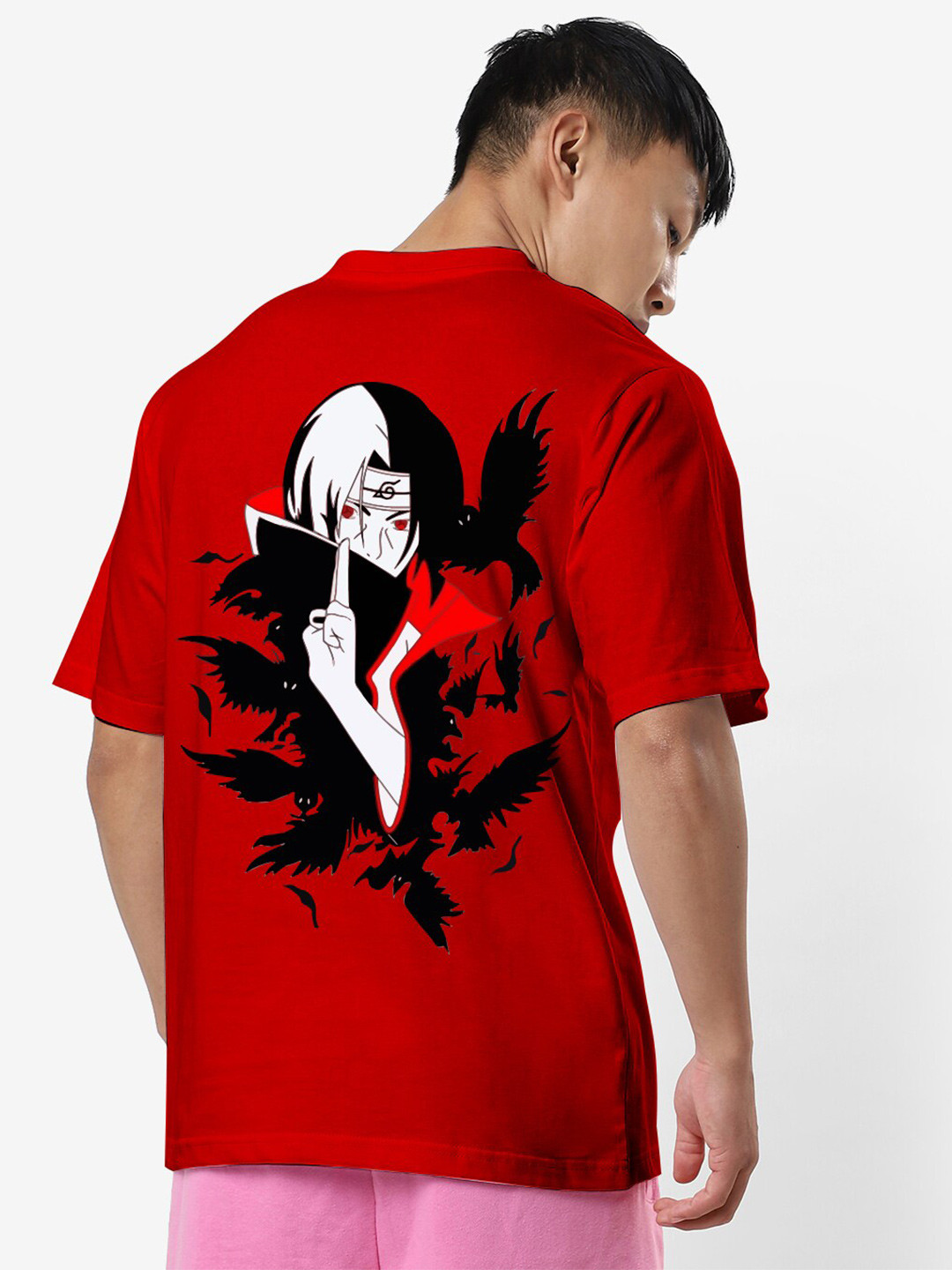 

STATUS MANTRA Oversized Graphic Printed Pure Cotton T-shirt, Red