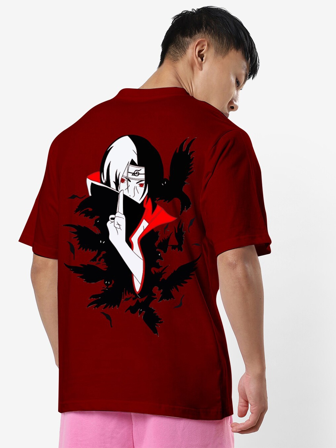 

STATUS MANTRA Oversized Graphic Printed Pure Cotton T-shirt, Maroon