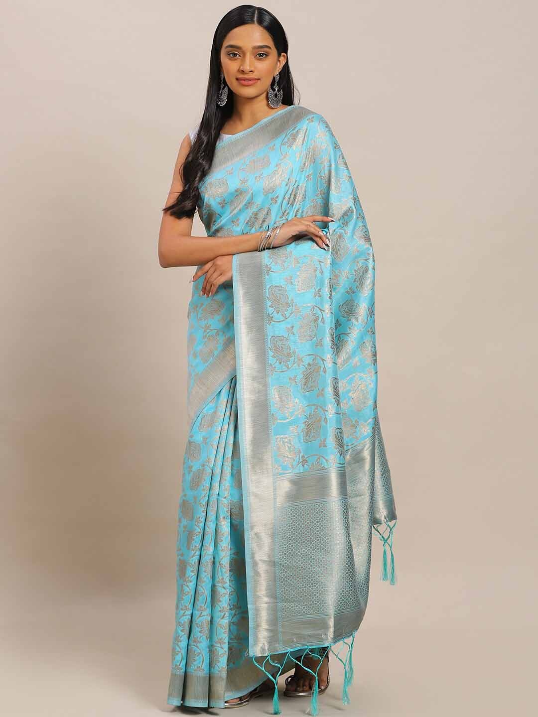 

Ishin Woven Design Zari Banarasi Saree, Blue