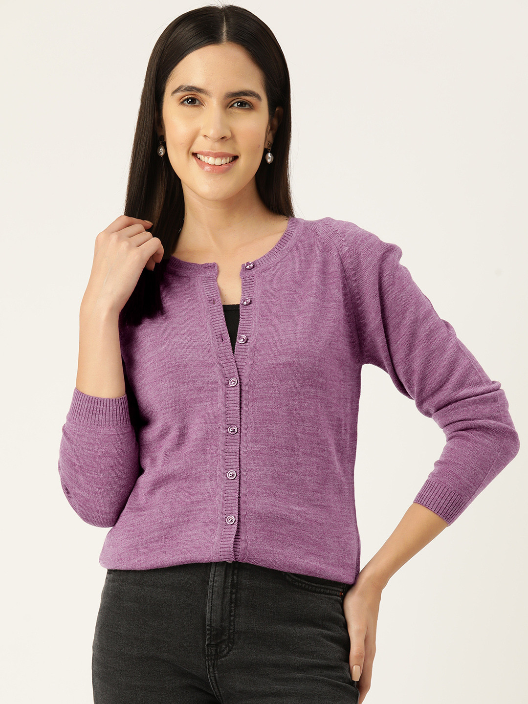 

Monte Carlo Women Round Neck Cardigan, Purple