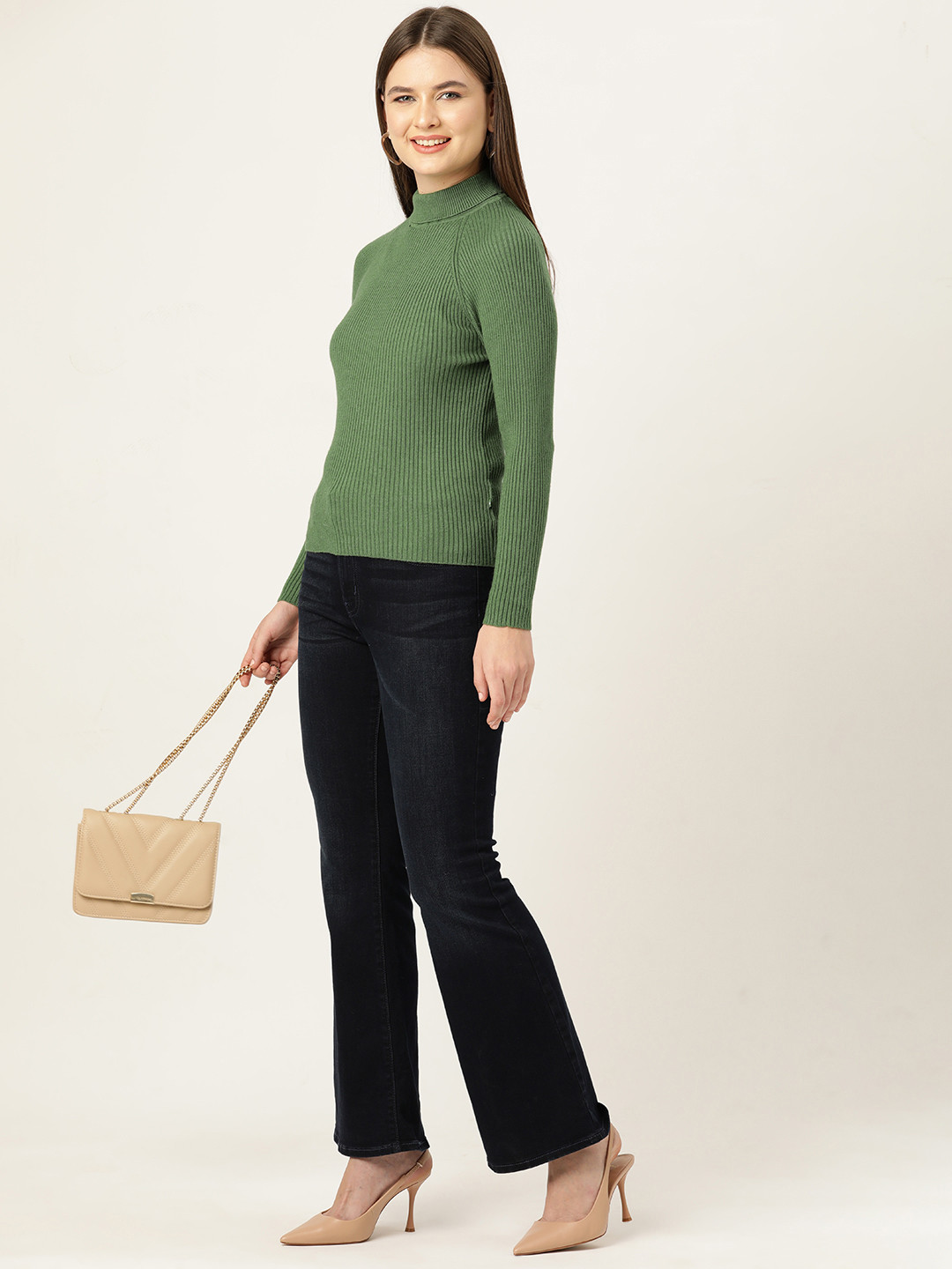 

Monte Carlo Women Self-Striped Pullover, Green