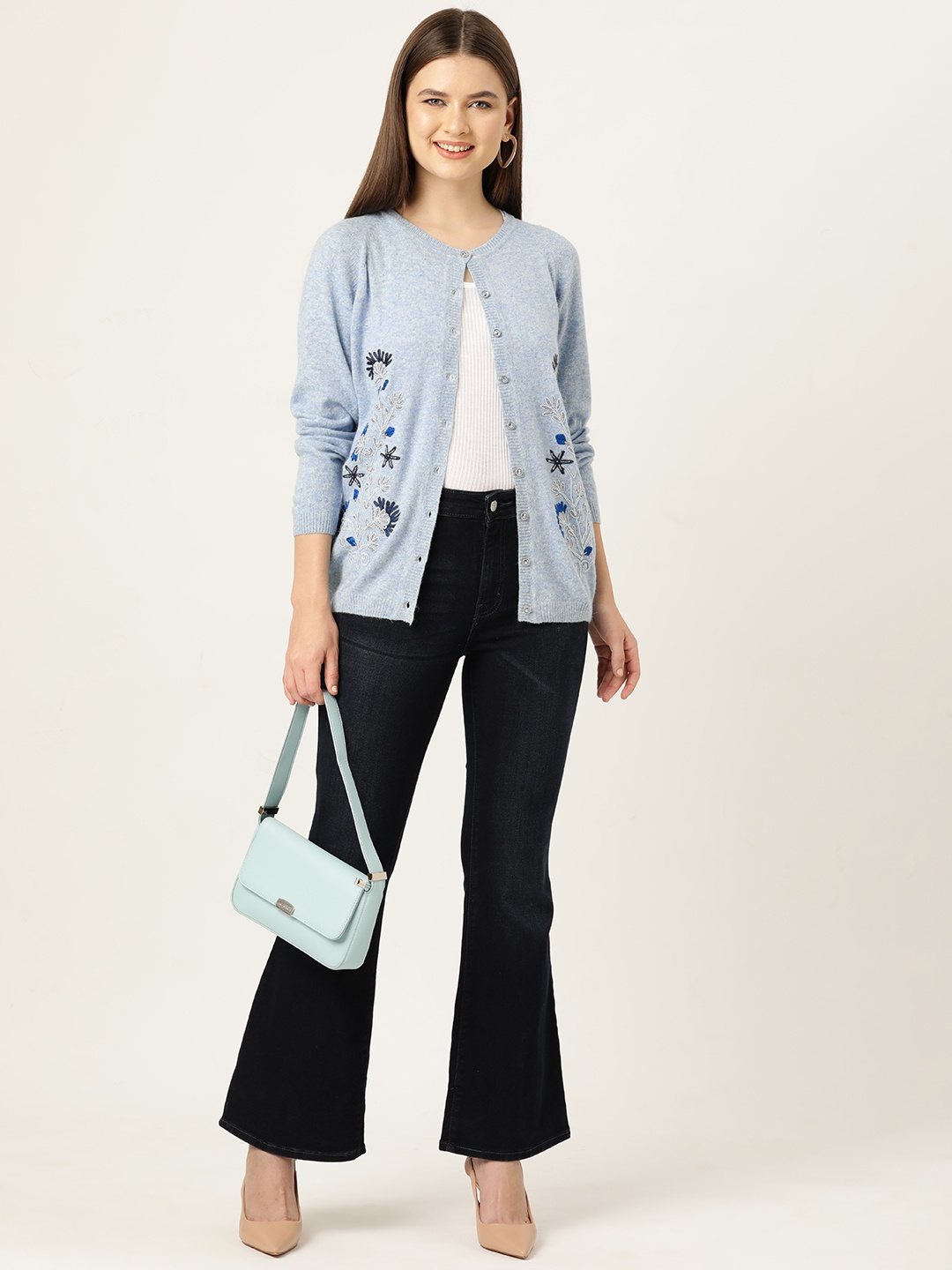 

Monte Carlo Women Embroidered Cardigan, Blue