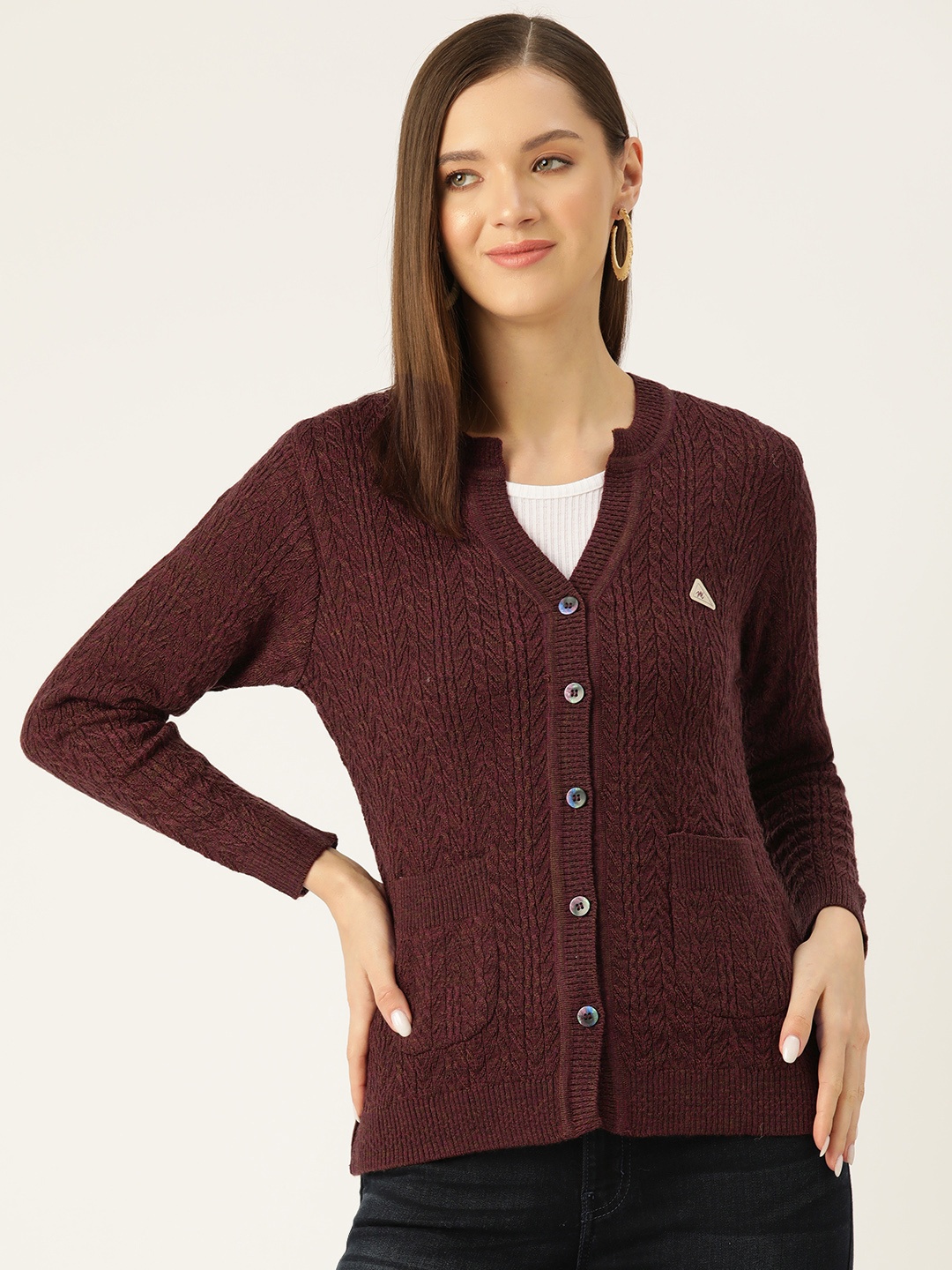 

Monte Carlo Women Cable Knit Cardigan, Brown