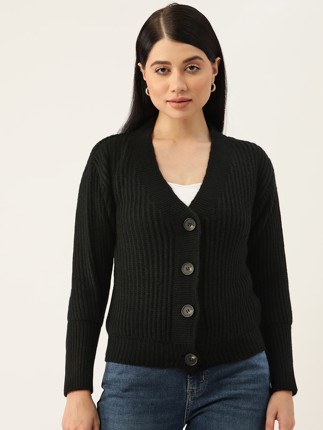 

Monte Carlo Cable Knit Woollen Cardigan, Black