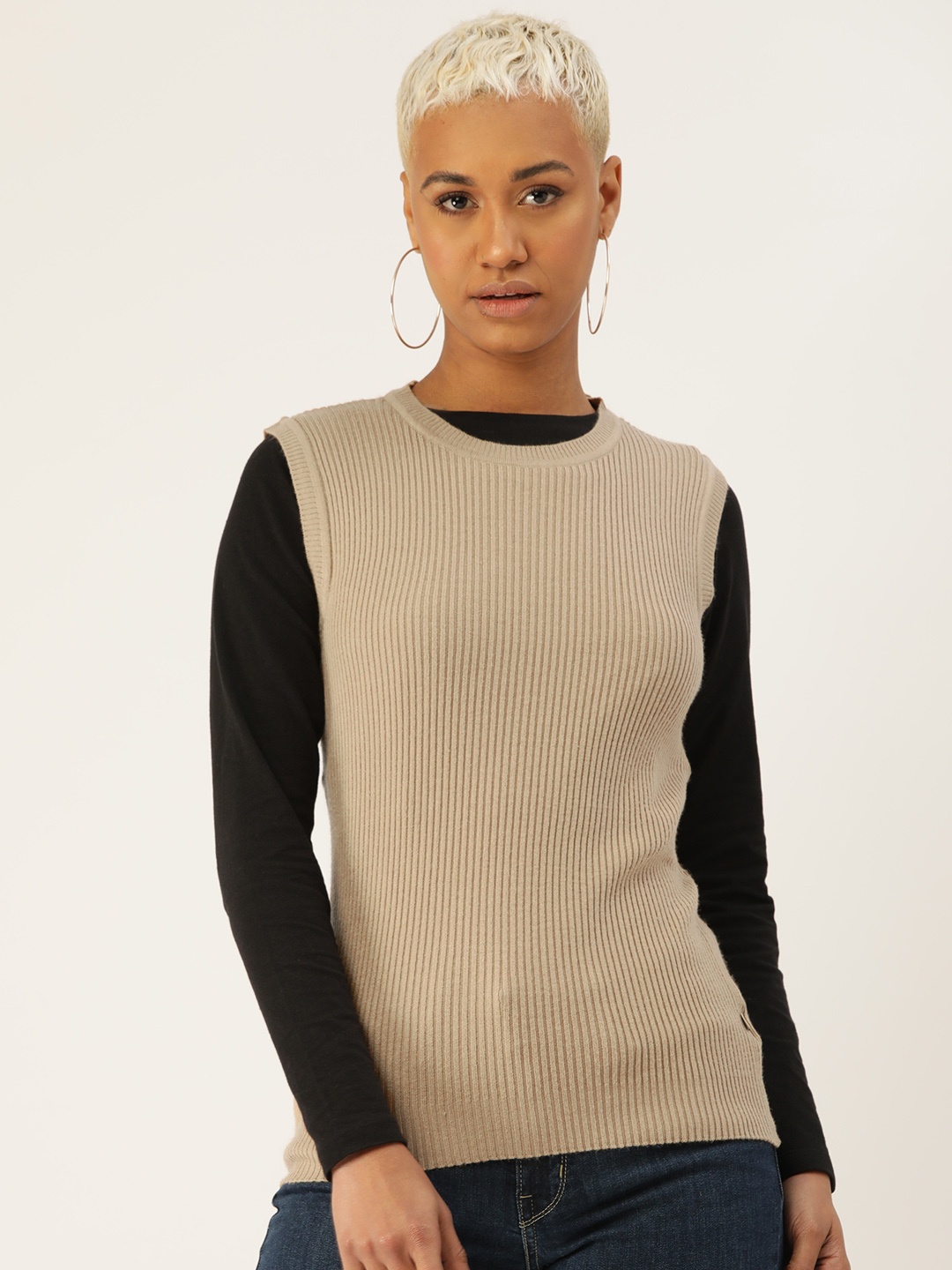 

Monte Carlo Ribbed Woollen Pullover, Beige
