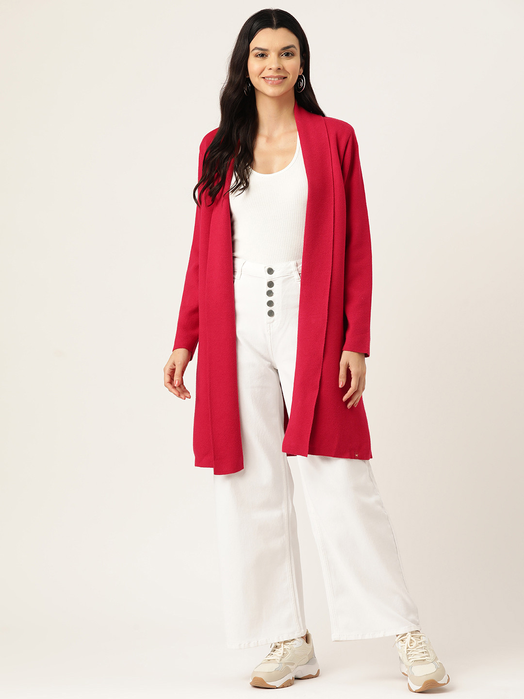 

Monte Carlo Longline Front-Open Sweater, Red