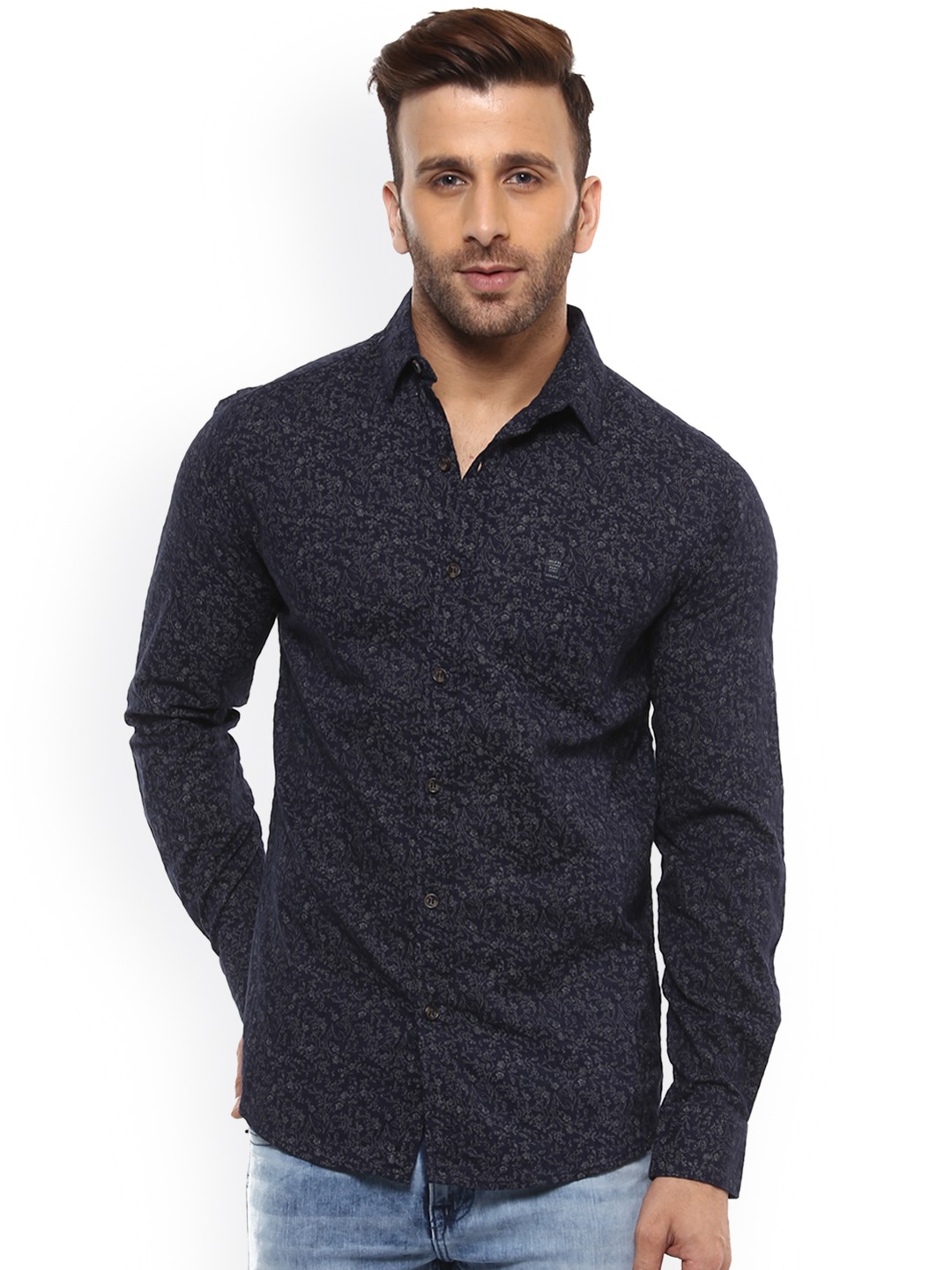 

Mufti Men Navy Blue Slim Fit Printed Casual Shirt