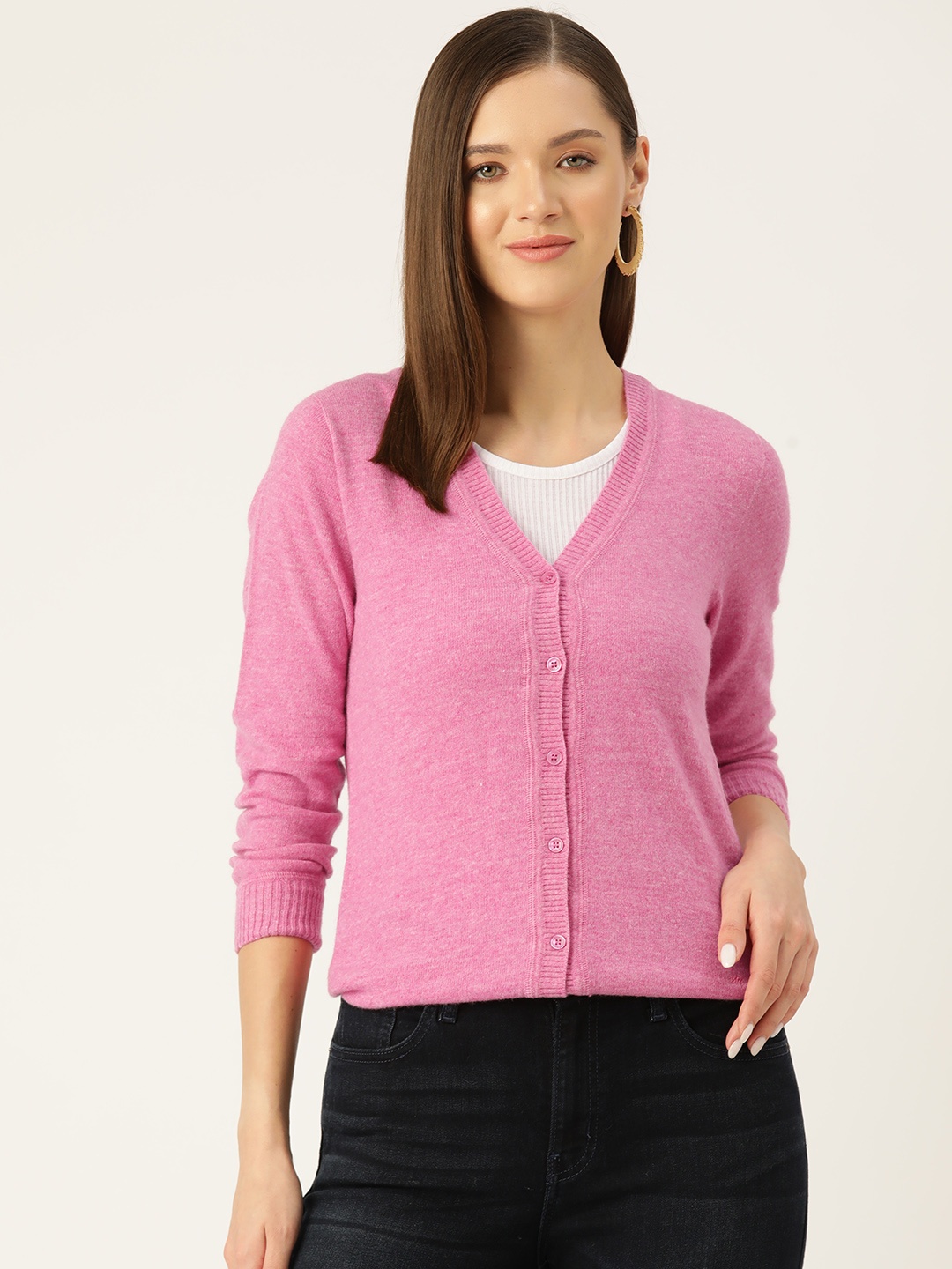 

Monte Carlo Regular Fit V-Neck Cardigan, Pink