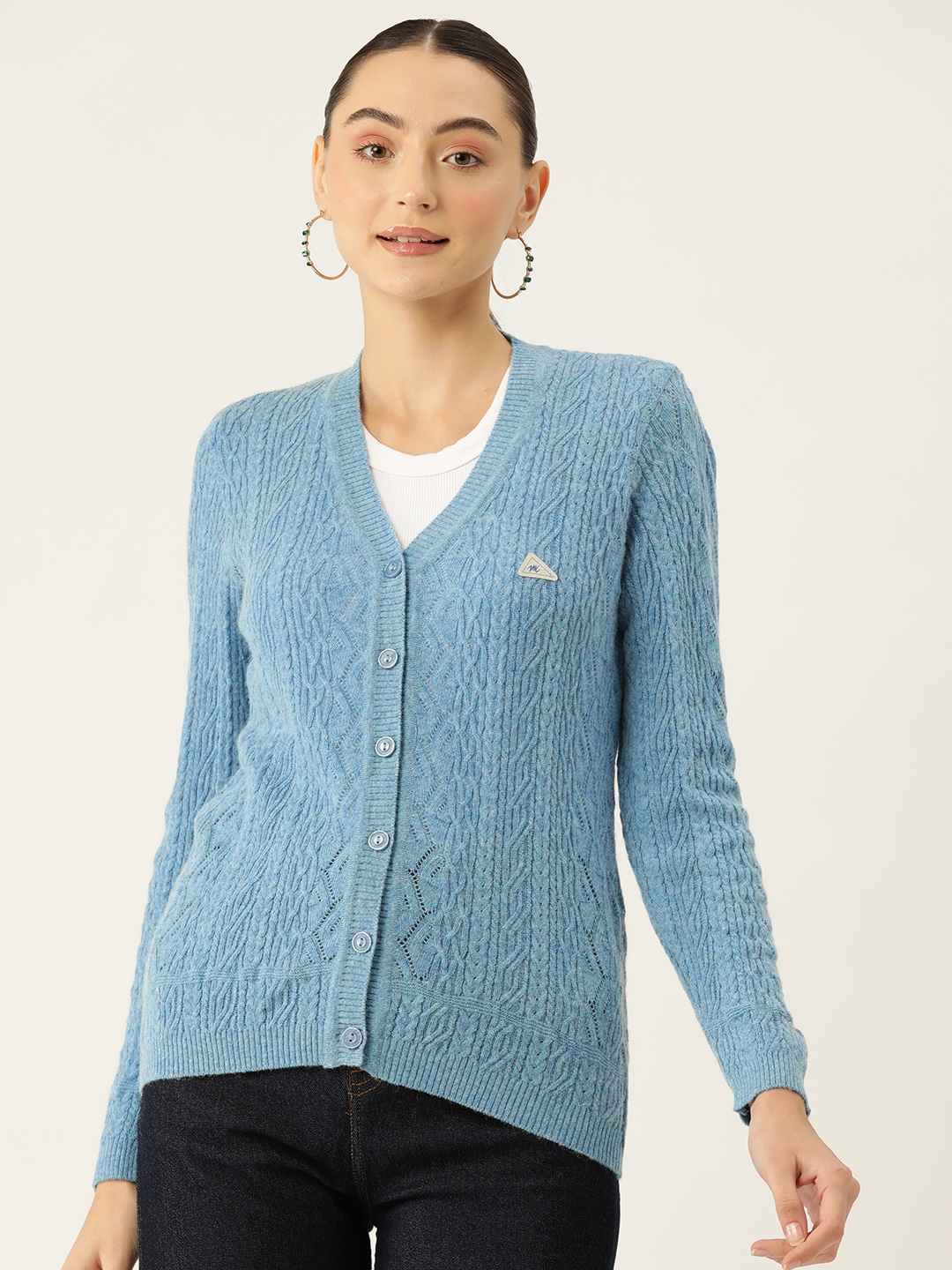 

Monte Carlo Cable Knit Woollen Cardigan, Blue