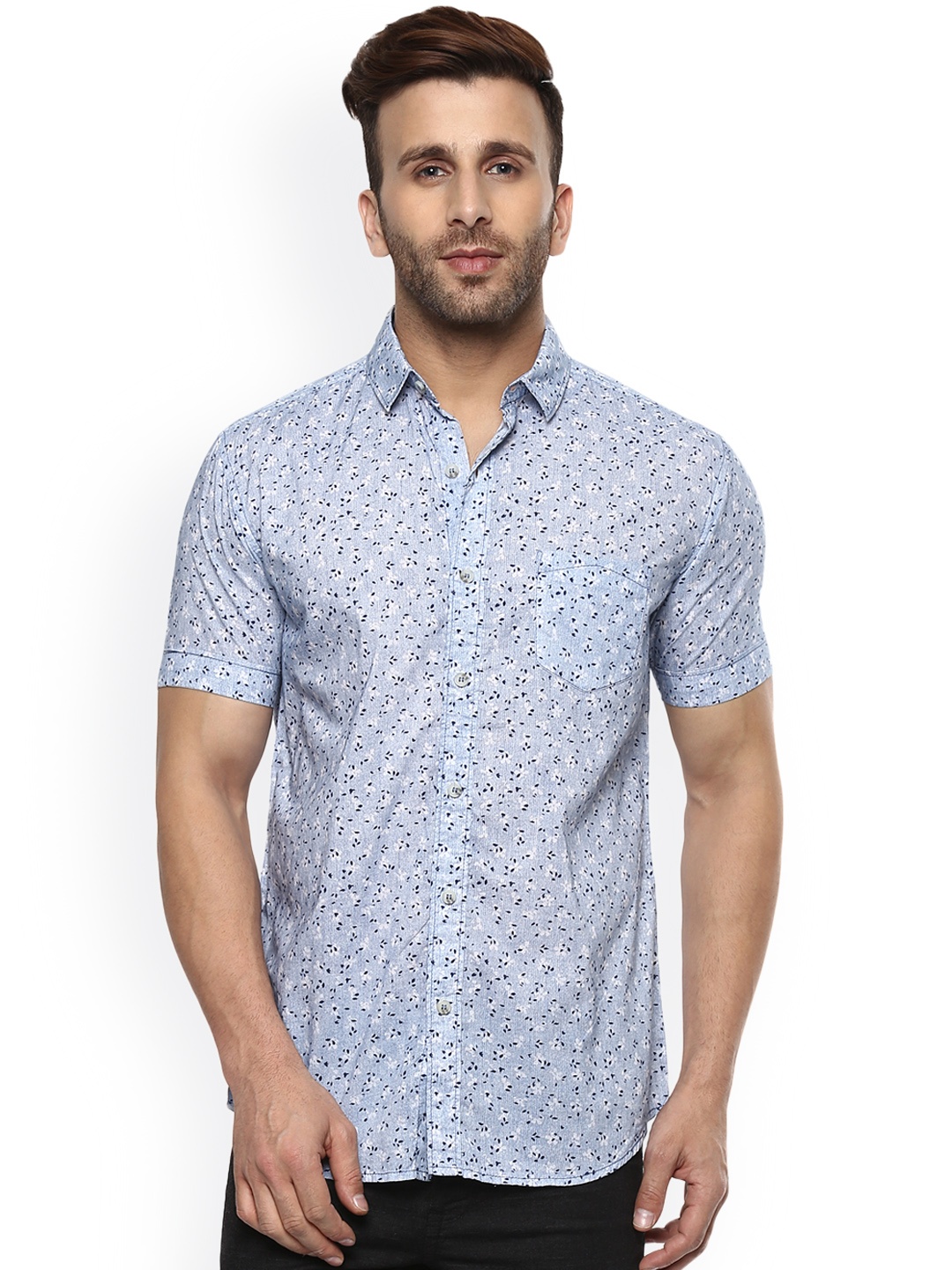 

Mufti Men Blue Slim Fit Floral Printed Casual Shirt