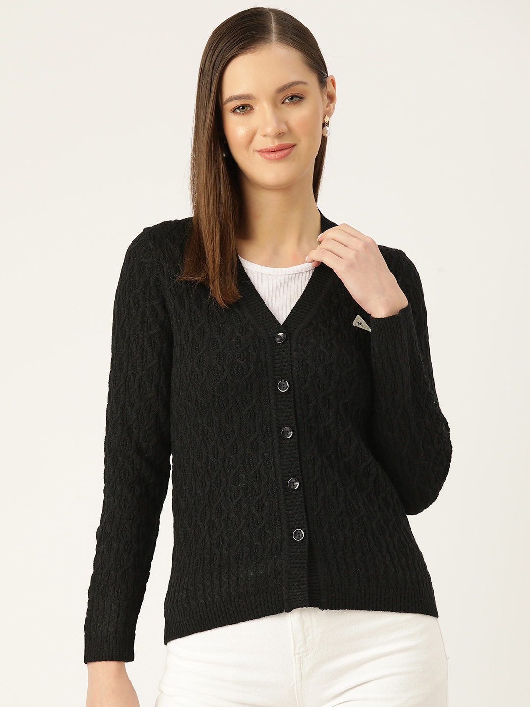 

Monte Carlo Women Cable Knit Cardigan, Black