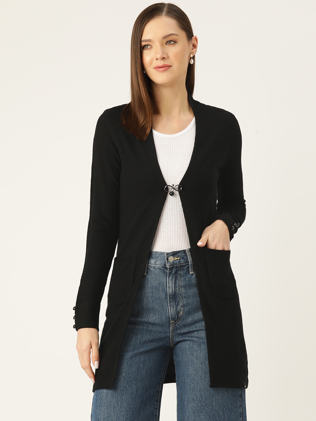 

Monte Carlo Women Front-Open Sweater, Black