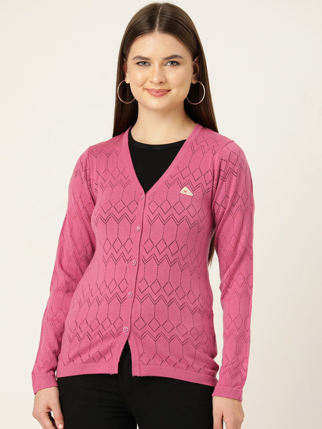 

Monte Carlo Women Open-Knit Cardigan, Pink