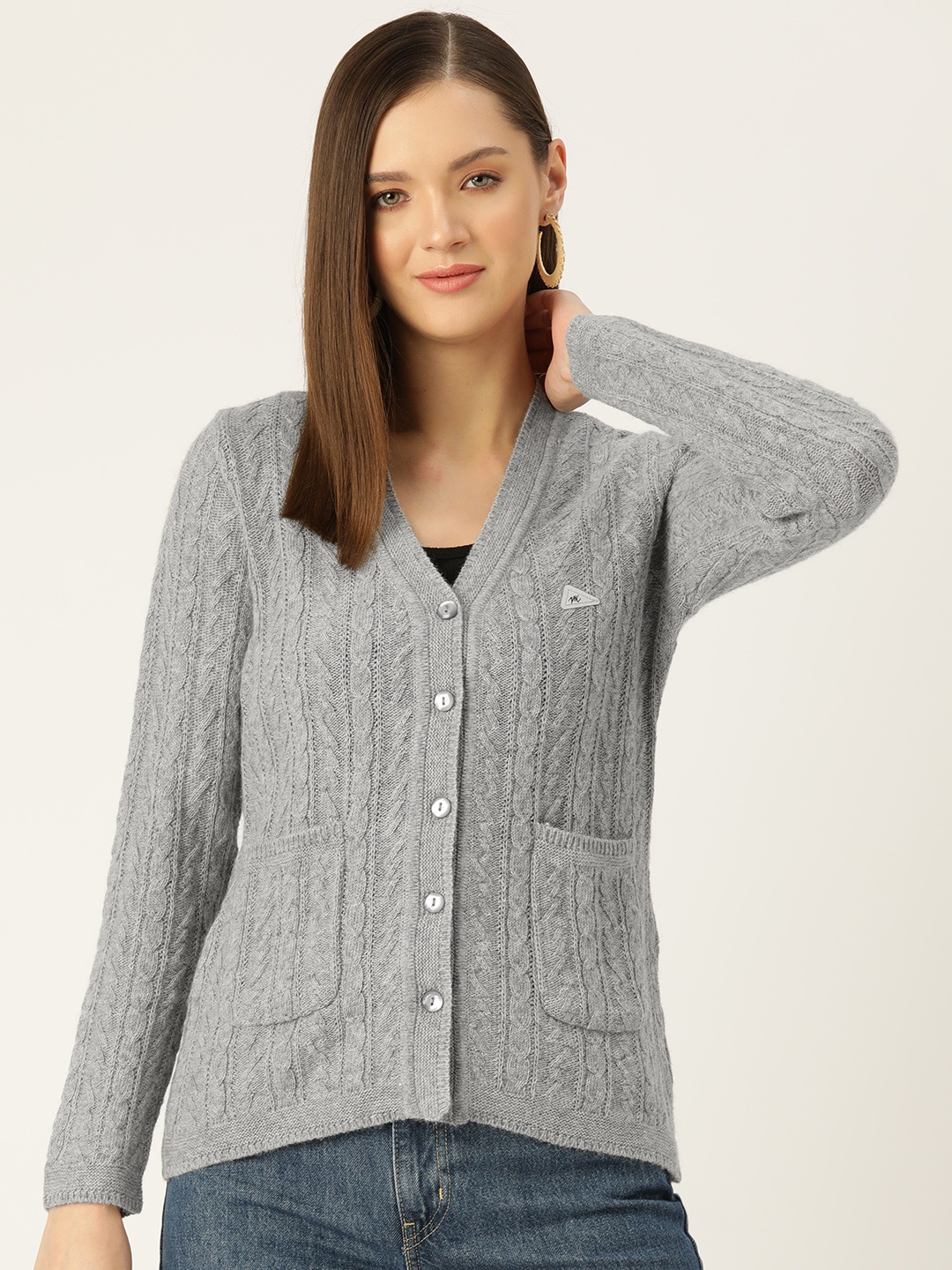 

Monte Carlo Women Cable Knit Cardigan, Grey