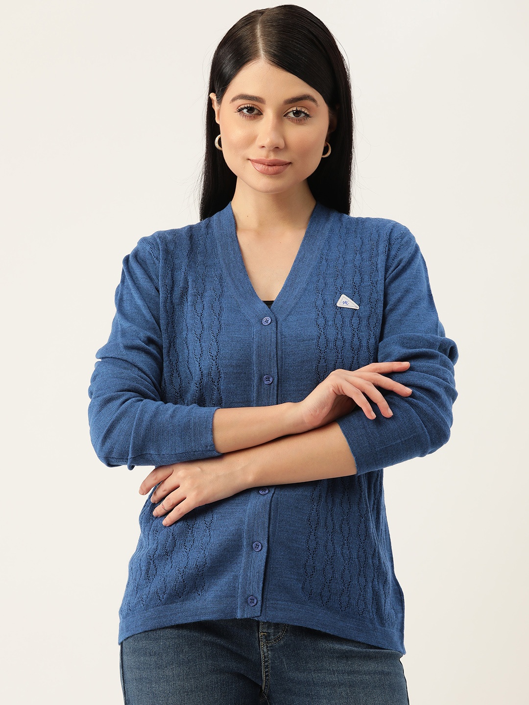 

Monte Carlo Women Open-Knit Cardigan, Blue