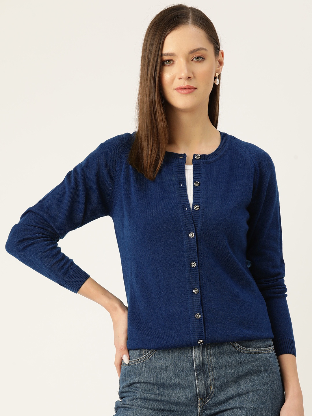 

Monte Carlo Women Round Neck Cardigan, Navy blue