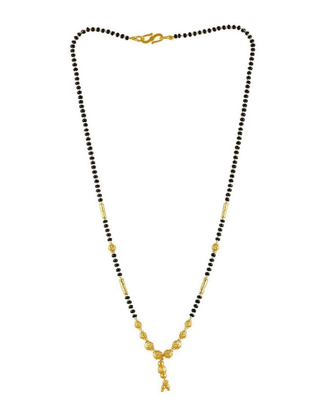 

JEWEL WORLD Gold-Plated Stone-Studded & Beaded Alloy Mangalsutra