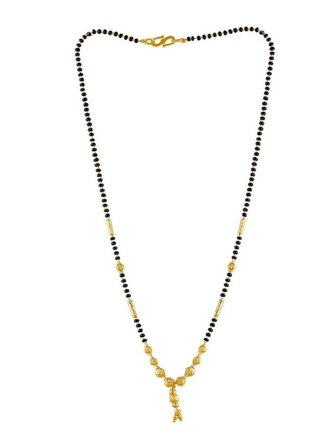 

JEWEL WORLD Set Of 3 Gold-Plated Stone-Studded & Beaded Mangalsutra