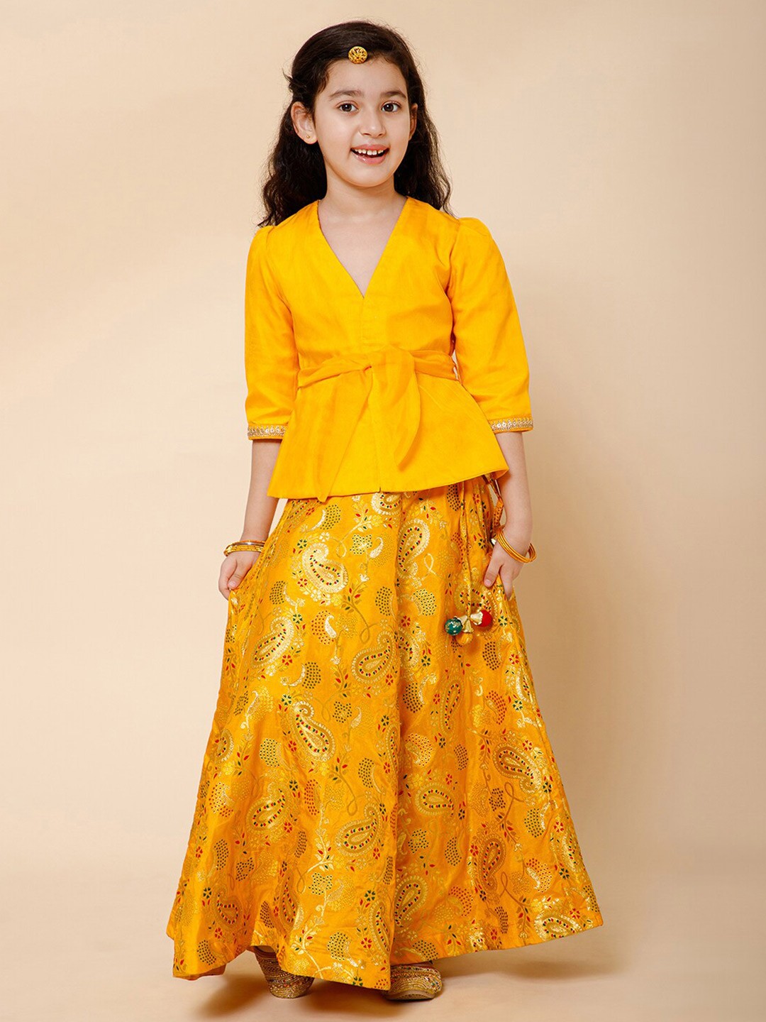 

PICCOLO Girls Ready to Wear Lehenga Choli, Yellow