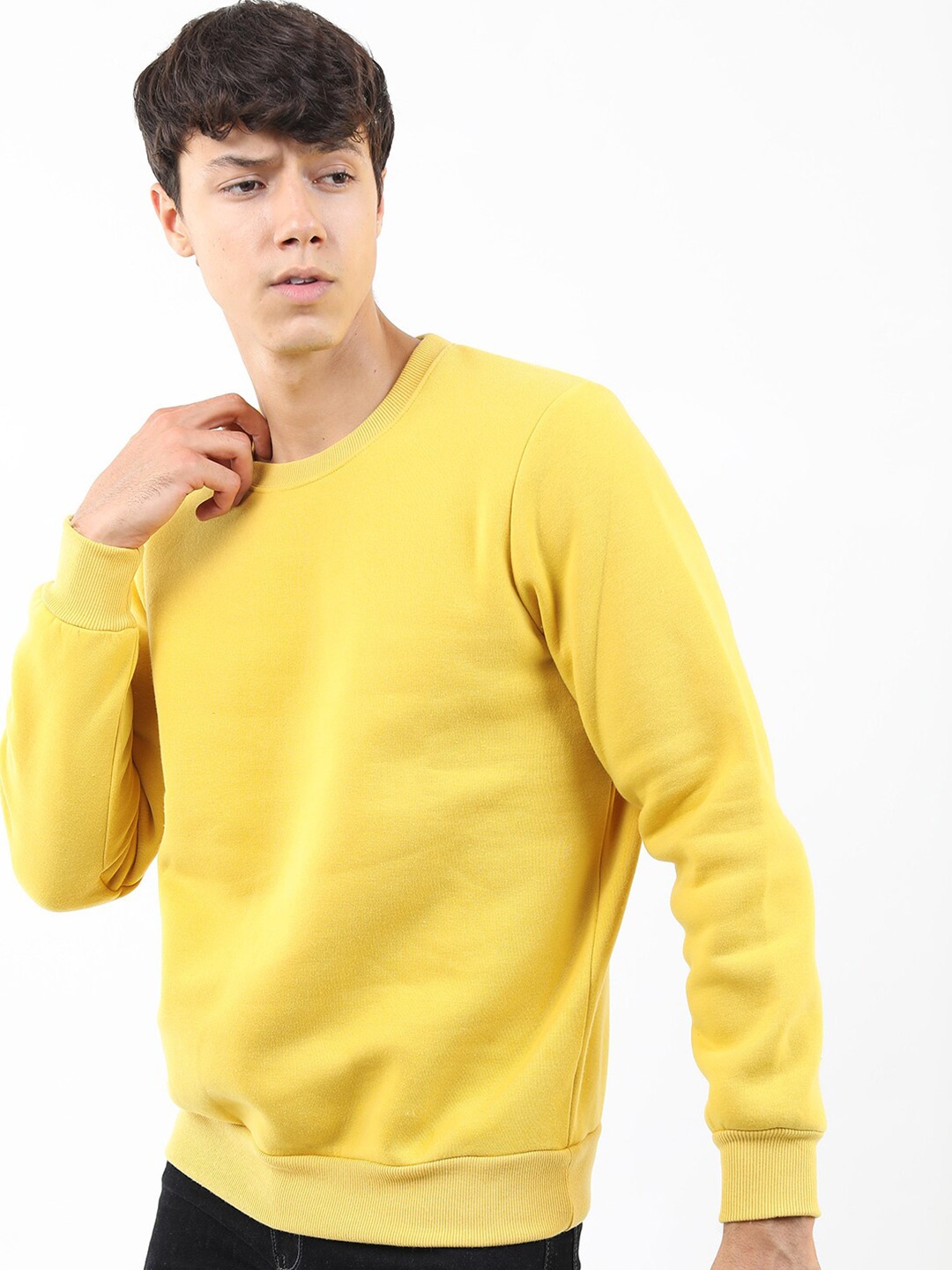 KETCH Yellow Round Neck Long Sleeves Sweatshirt