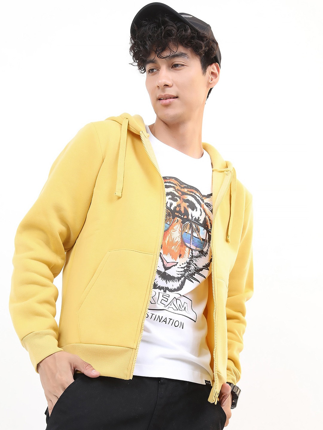 

KETCH Hooded Front Open Sweatshirt, Yellow