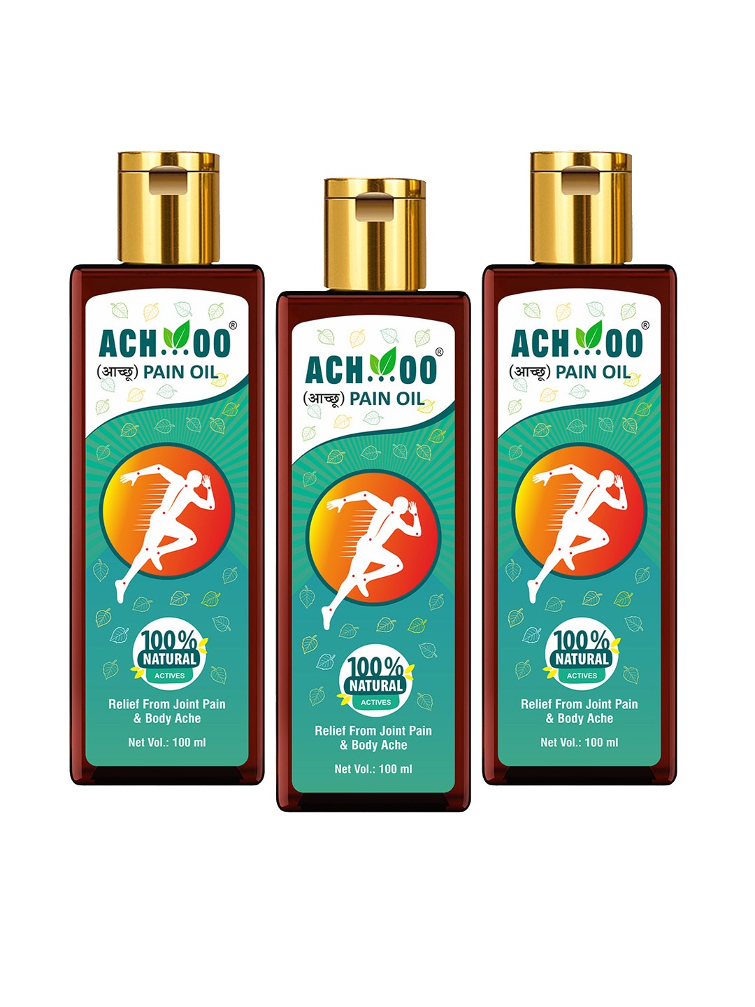 

Achoo Set of 3 Pain Oil to Relief from Joint Pains & Body Ache - 100 ml Each, Green
