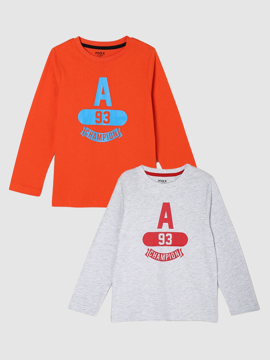 

max Boys Pack Of 2 Printed T-Shirts, Grey