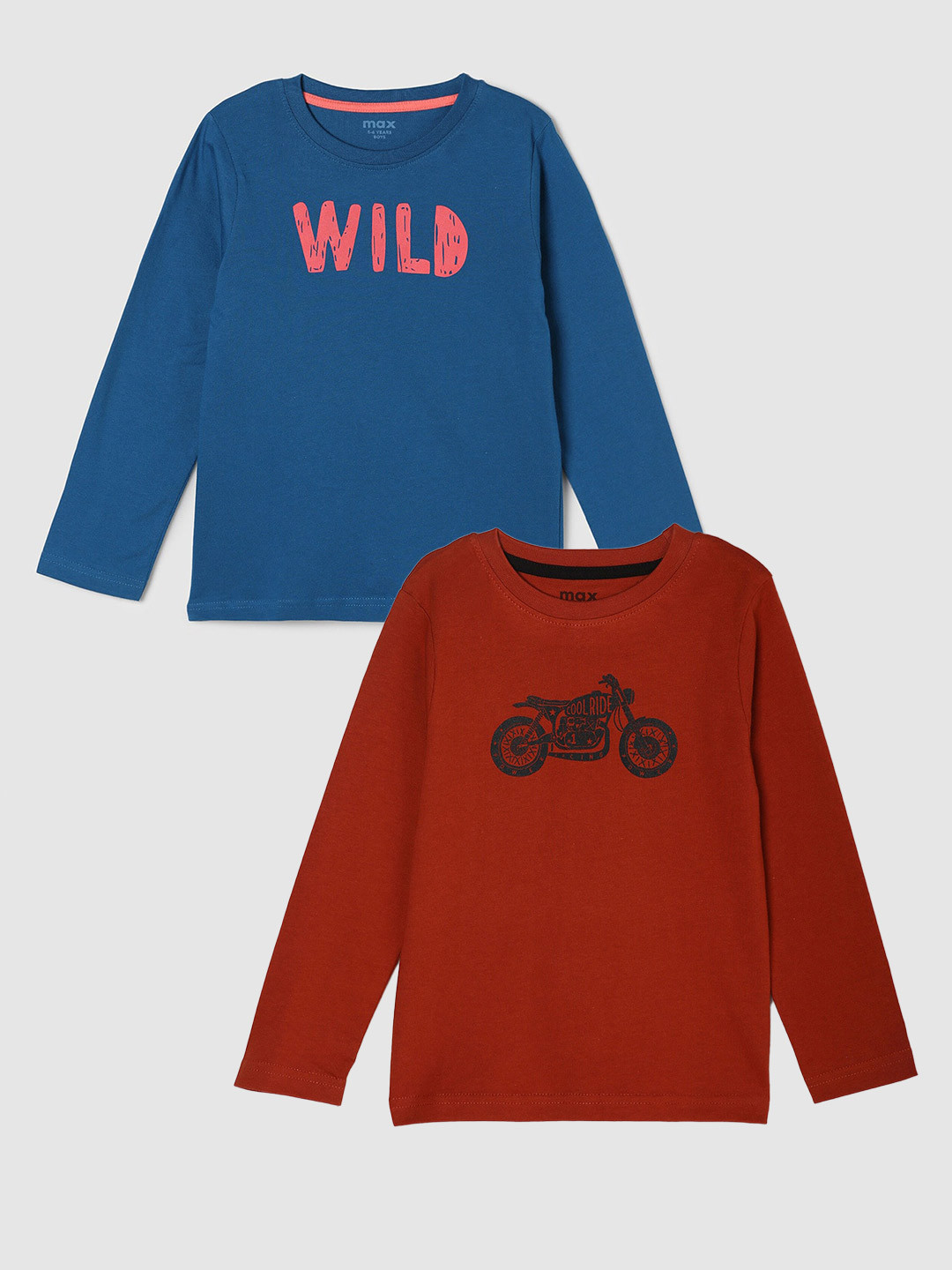 

max Boys Pack Of 2 Printed T-Shirts, Blue