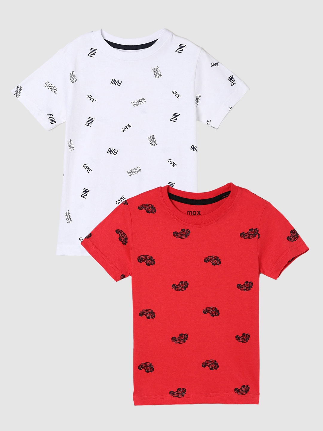 

max Boys Pack Of 2 Printed T-Shirts, White
