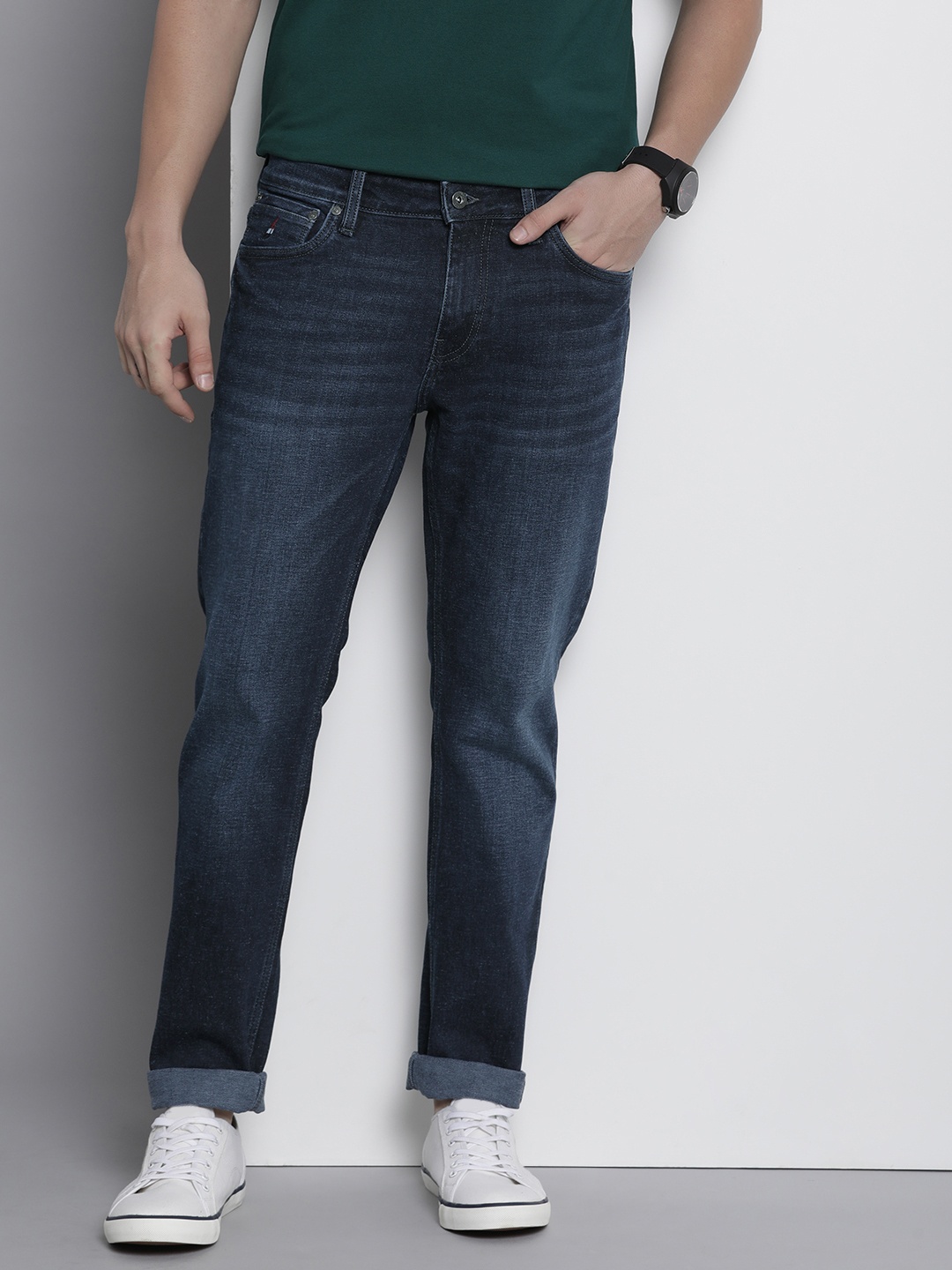 

Nautica Men Mid-Rise Slim Fit Light Fade Stretchable Jeans, Blue