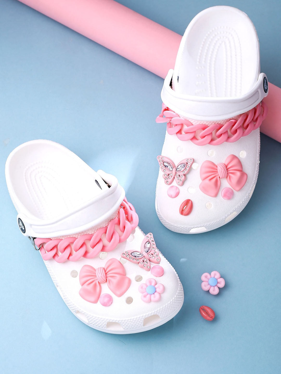 

Melbees by Yellow Chimes Girls 14 Pcs Chain Charms Set For Clogs, Pink