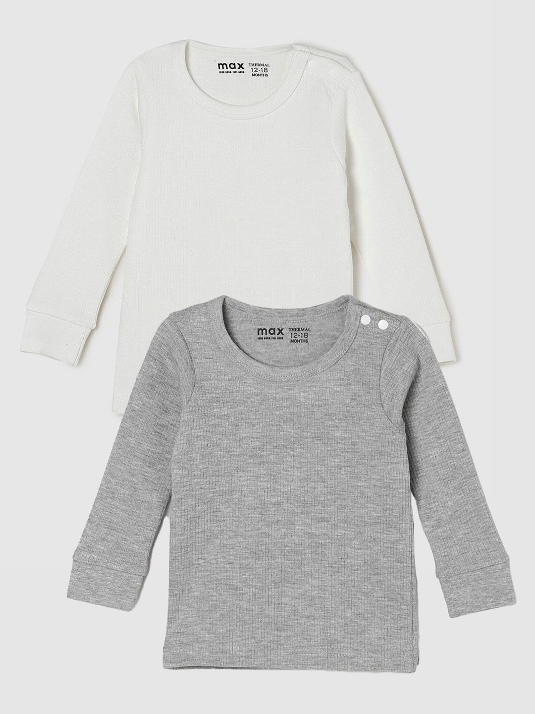

max Boys Pack Of 2 Cotton Casual T-Shirt, Grey melange