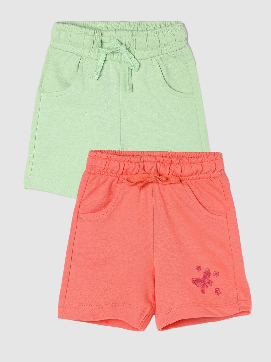 

max Girls Pack Of 2 Cotton Casual Shorts, Orange