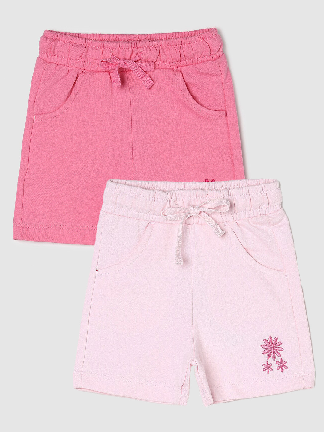 

max Girls Pack Of 2 Pure Cotton Casual Shorts, Pink