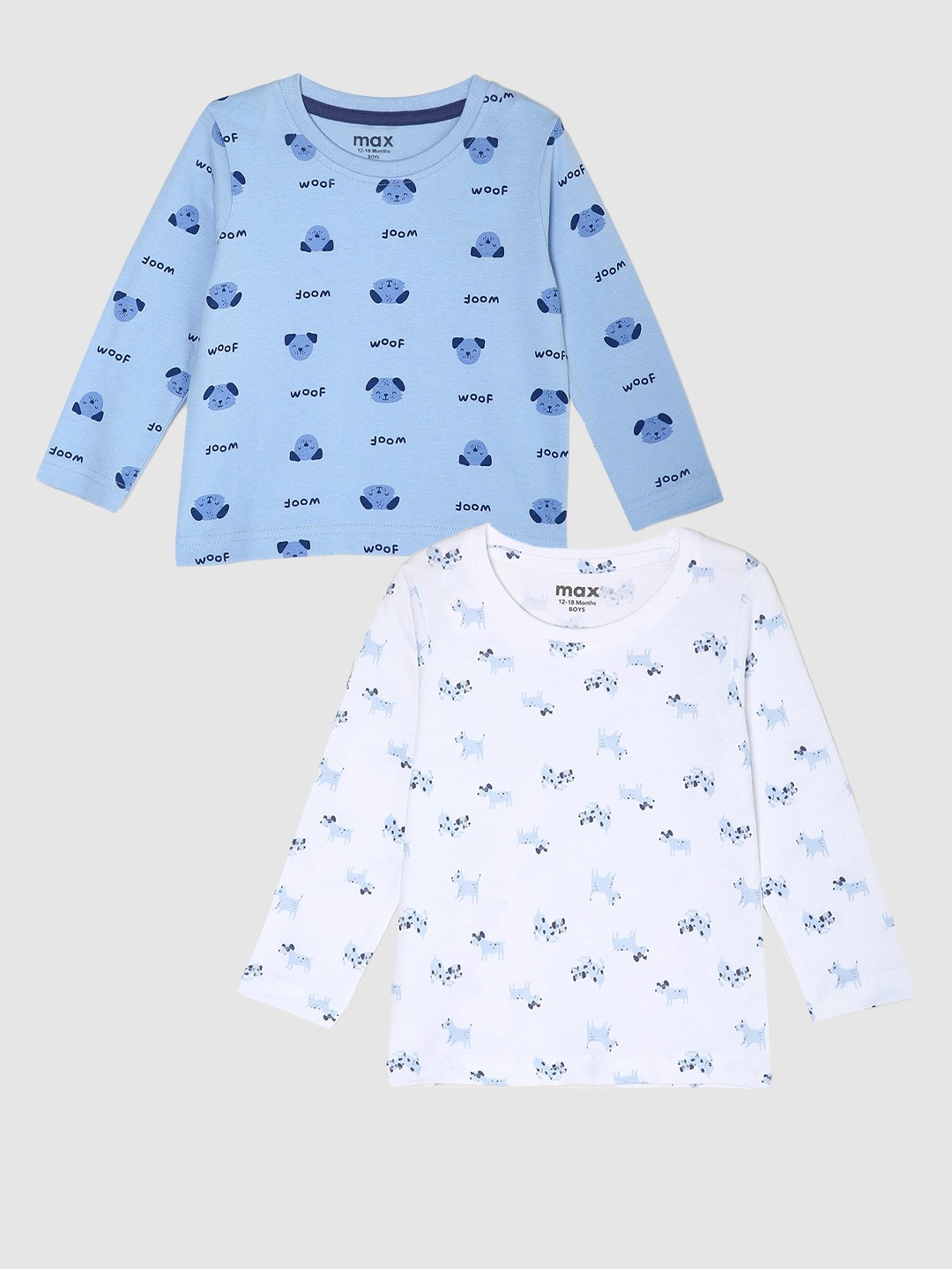 

max Boys Pack Of 2 Conversational Printed Cotton Casual T-Shirt, White