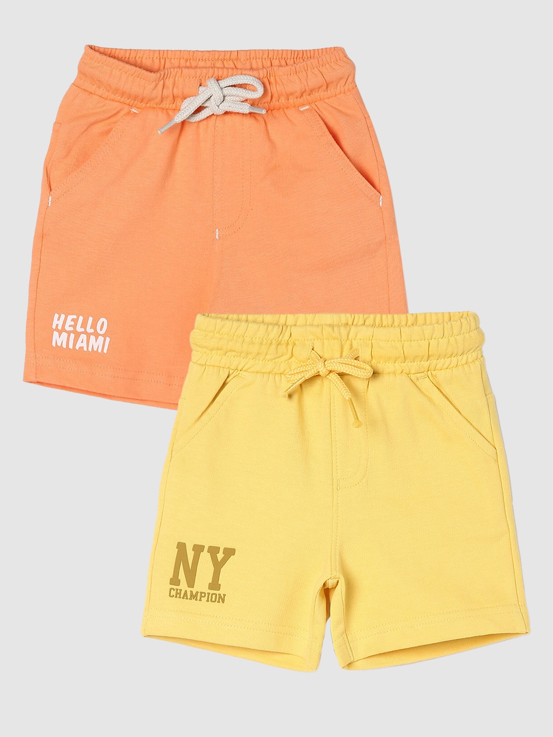 

max Boys Pack Of 2 Pure Cotton Casual Shorts, Yellow