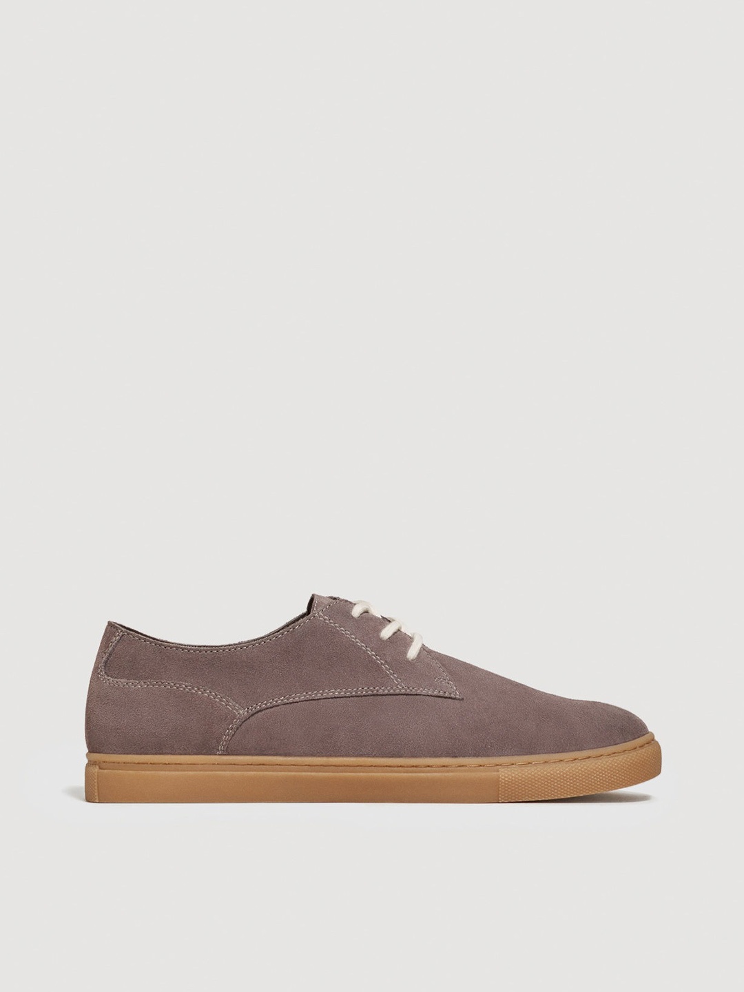 

MANGO MAN Men Grey Leather Sneakers