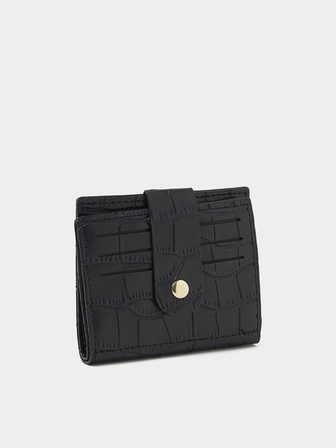 

Styli Women Black Textured Card Holder