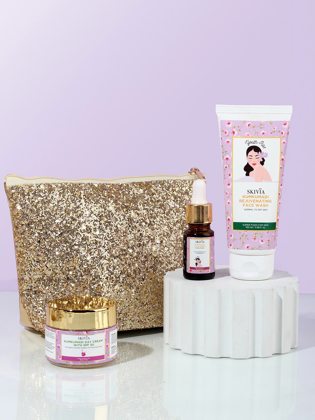 

SKIVIA Set Of 3 Kumkumadi Skin Care Gift Set, Pink