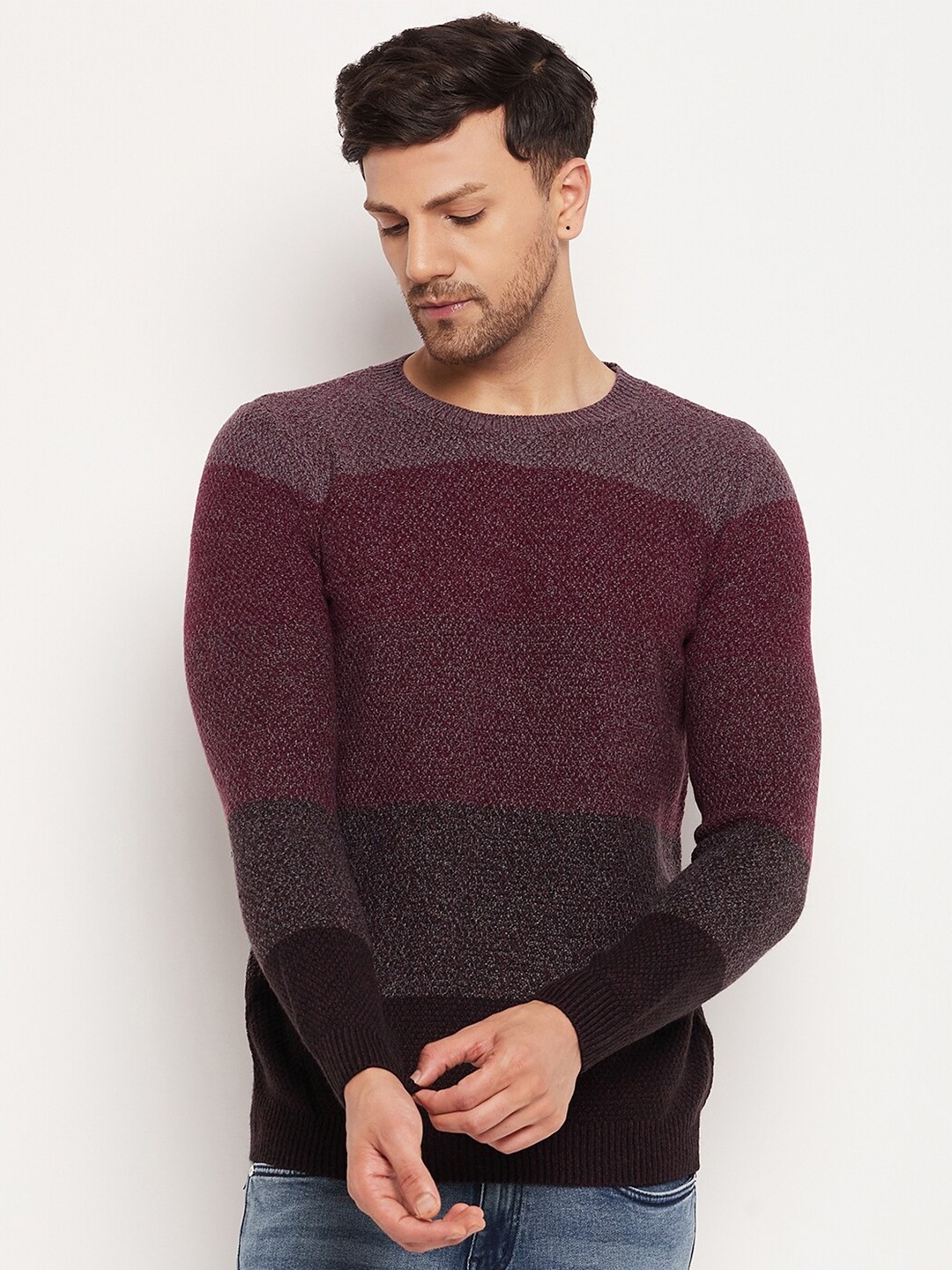 

CAMLA Colourblocked Acrylic Pullover, Burgundy