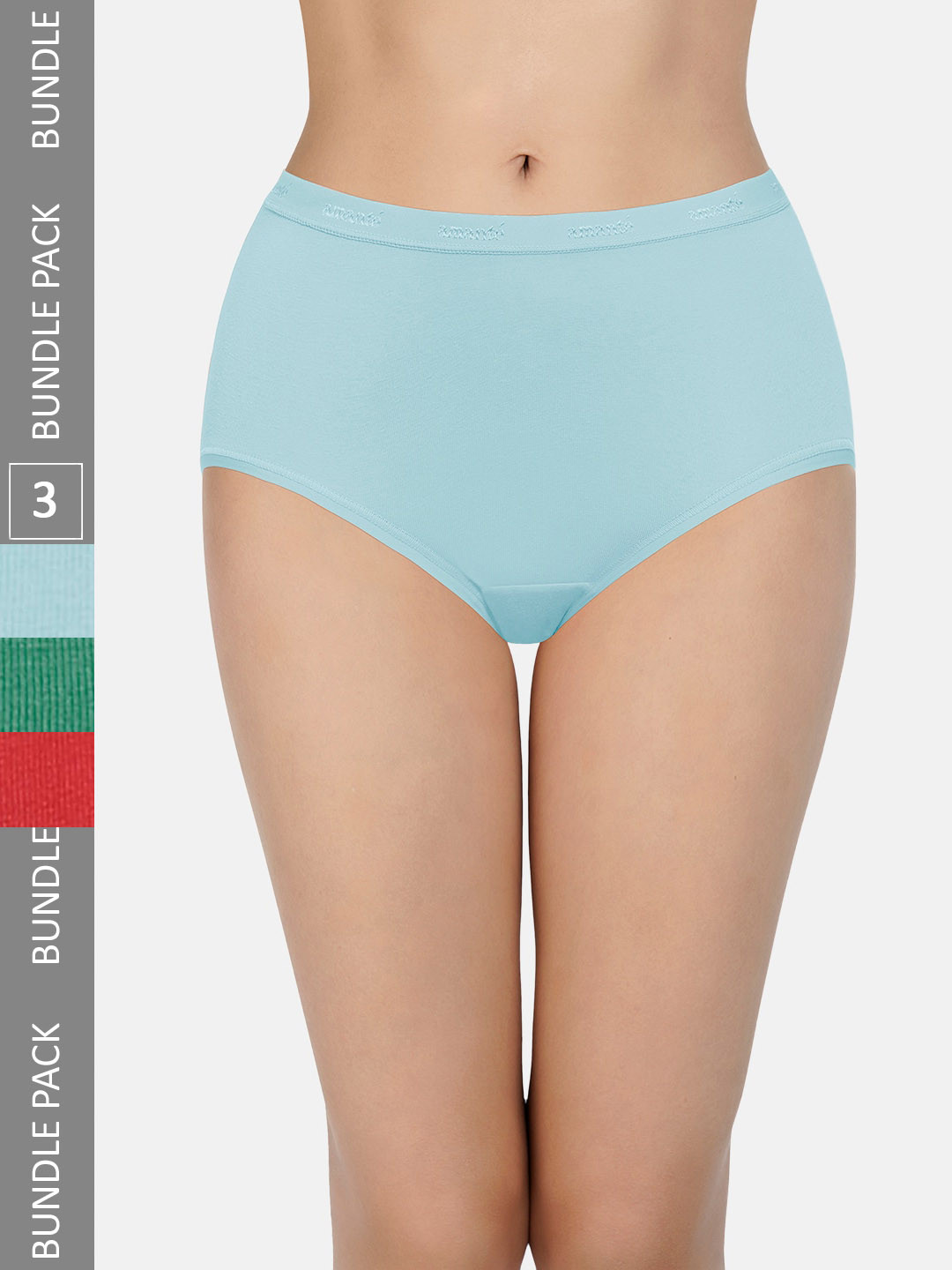

Amante Pack Of 3 High-Rise Basic Briefs, Blue