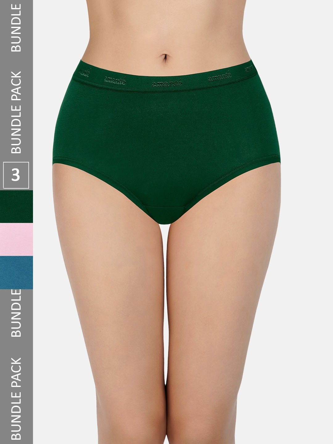 

Amante Women Pack Of 3 High Waist Basic Briefs, Green