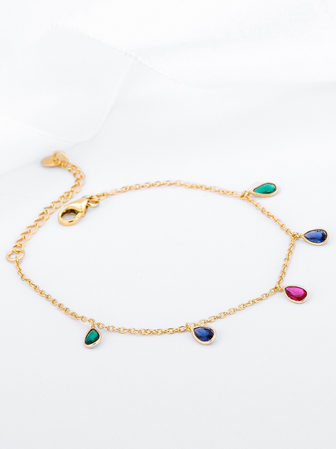 

GIVA 925 Sterling Silver Gold-Plated Stone Studded Charm Bracelet