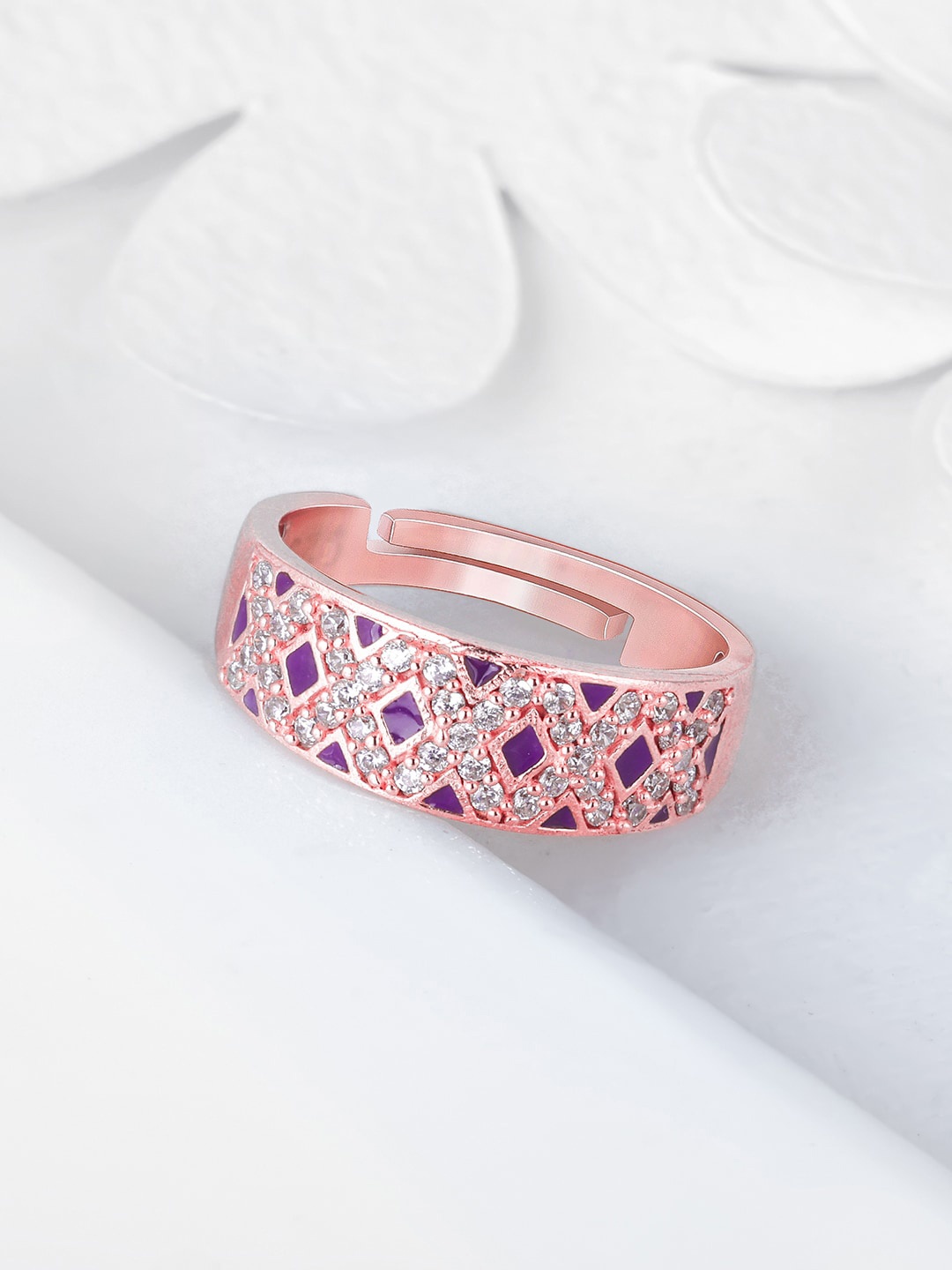 

GIVA 925 Sterling Silver Rose Gold-Plated & Stone Studded Ring
